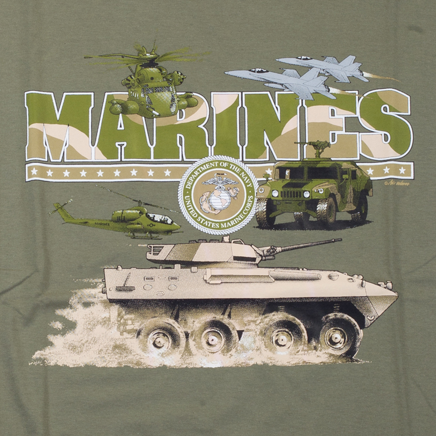 Triko olivové DESIGN MARINES 3