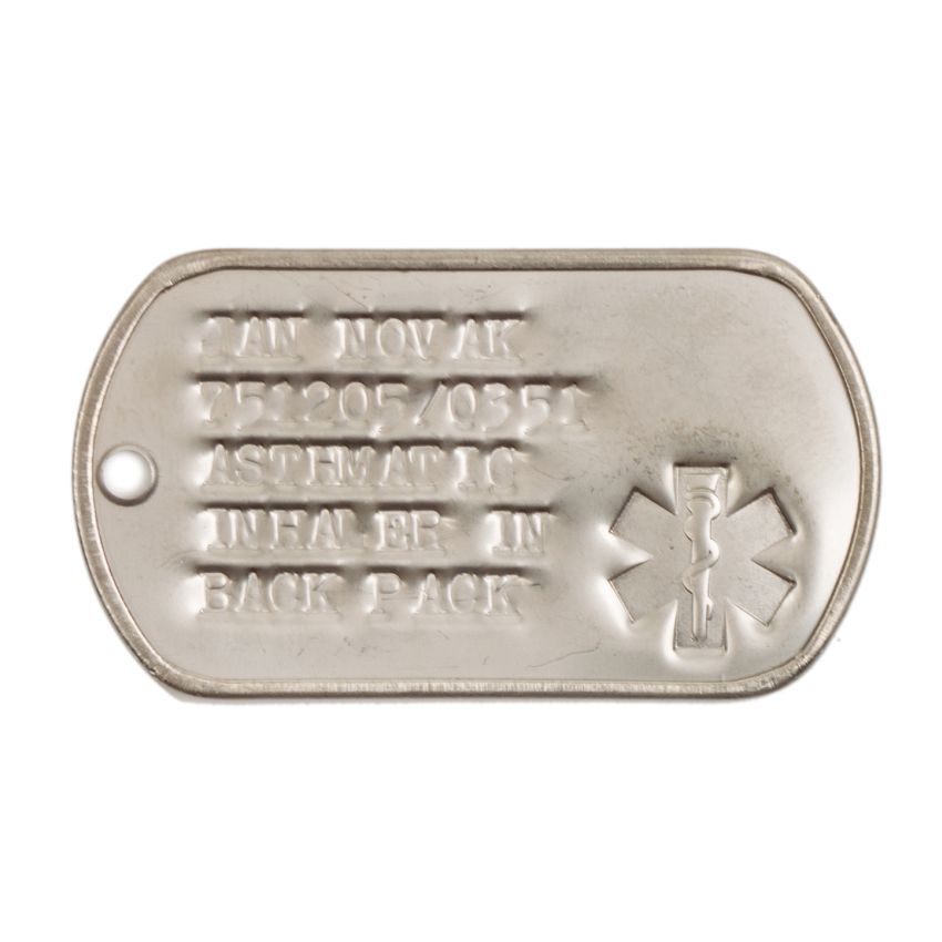 ID známka MEDICAL Stříbrná s ražbou