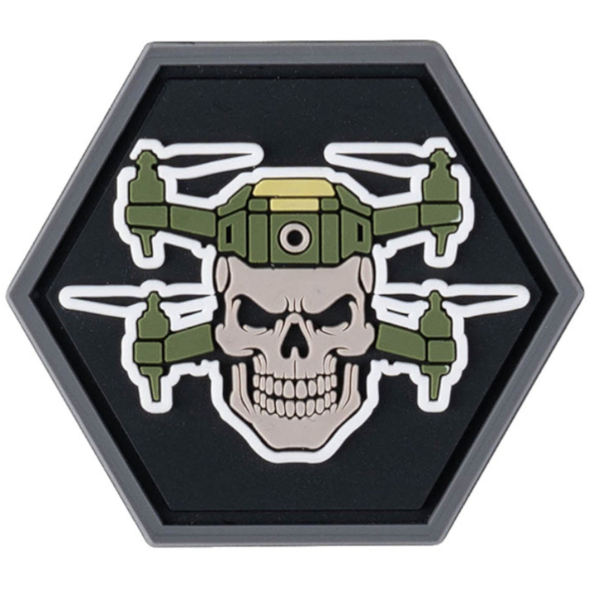 Nášivka DOUBLE DRONE SKULL mini velcro 3D PVC