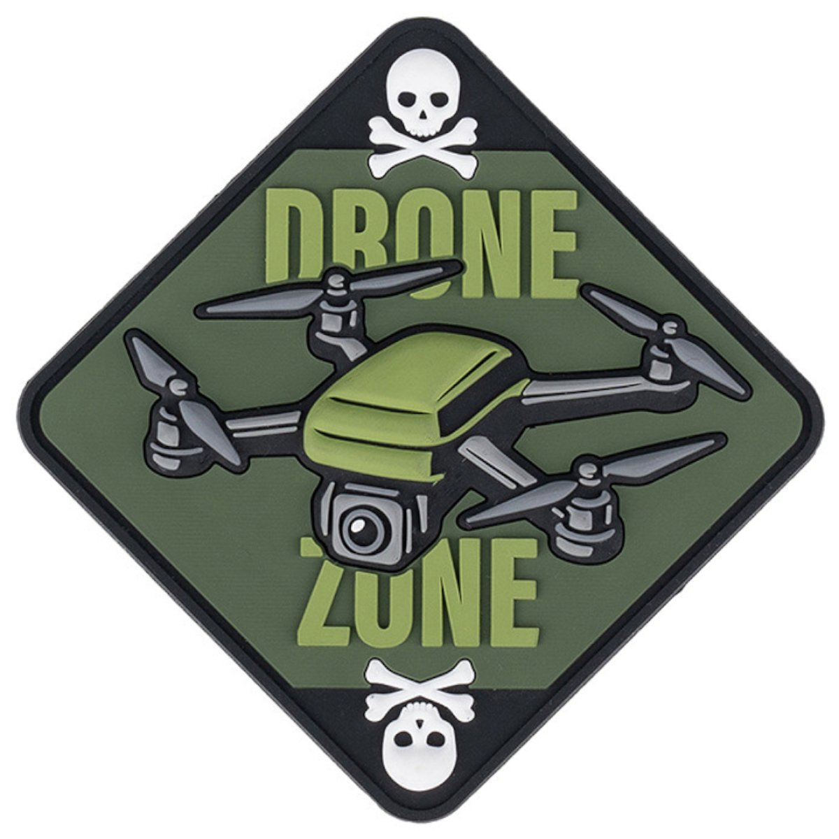 Nášivka DRONE ZONE skull velcro 3D PVC