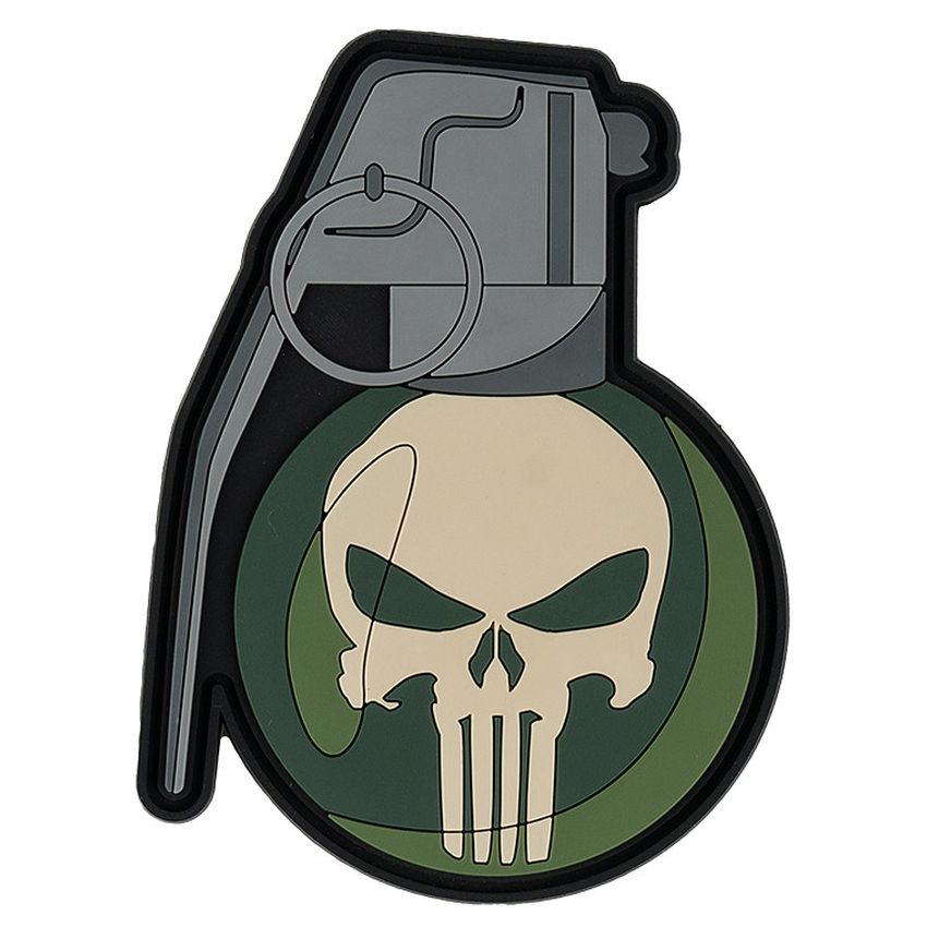 Nášivka GRENADE PUNISH SKULL velcro 3D PVC