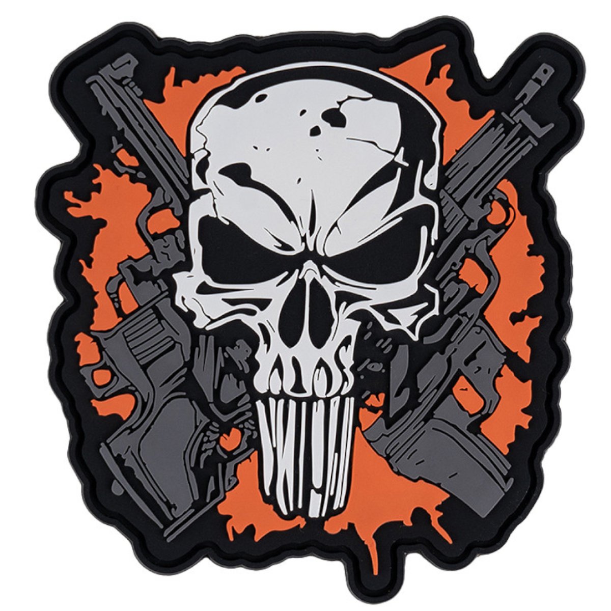Nášivka PUNISH SKULL CROSSED GUNS velcro 3D PVC