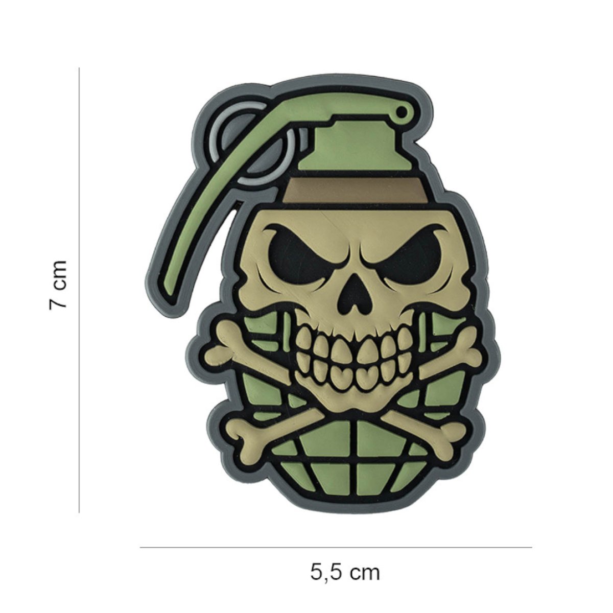 Nášivka SKULL AND BONES GRENADE velcro 3D PVC
