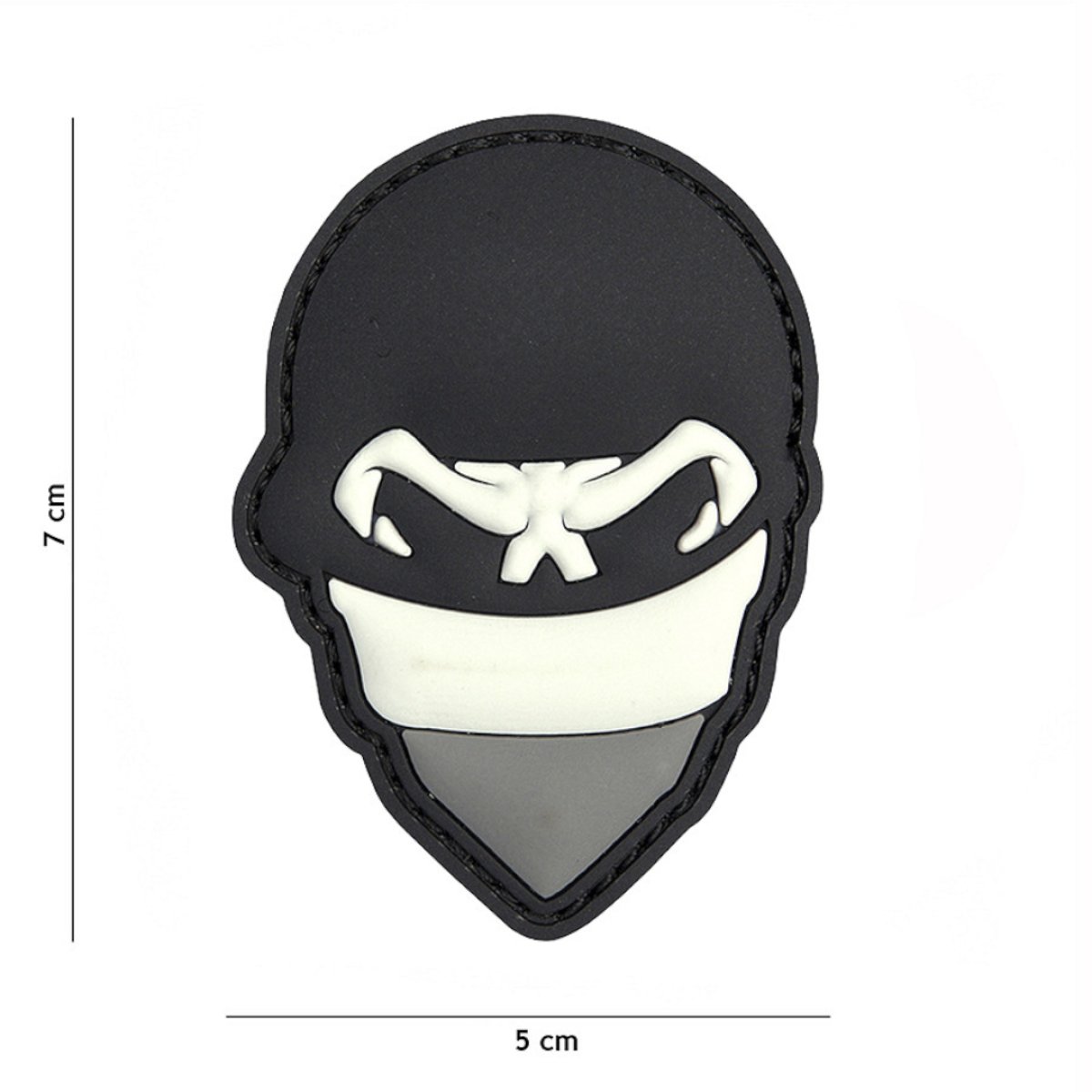 Nášivka SKULL BALACLAVA GREY velcro 3D PVC
