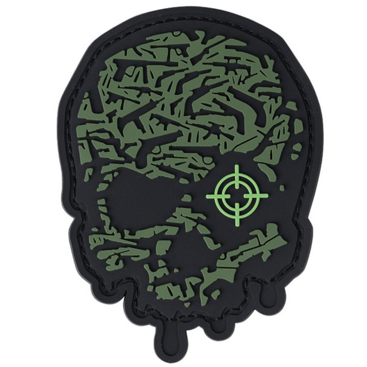 Nášivka TARGET EYE SKULL GREEN velcro 3D PVC