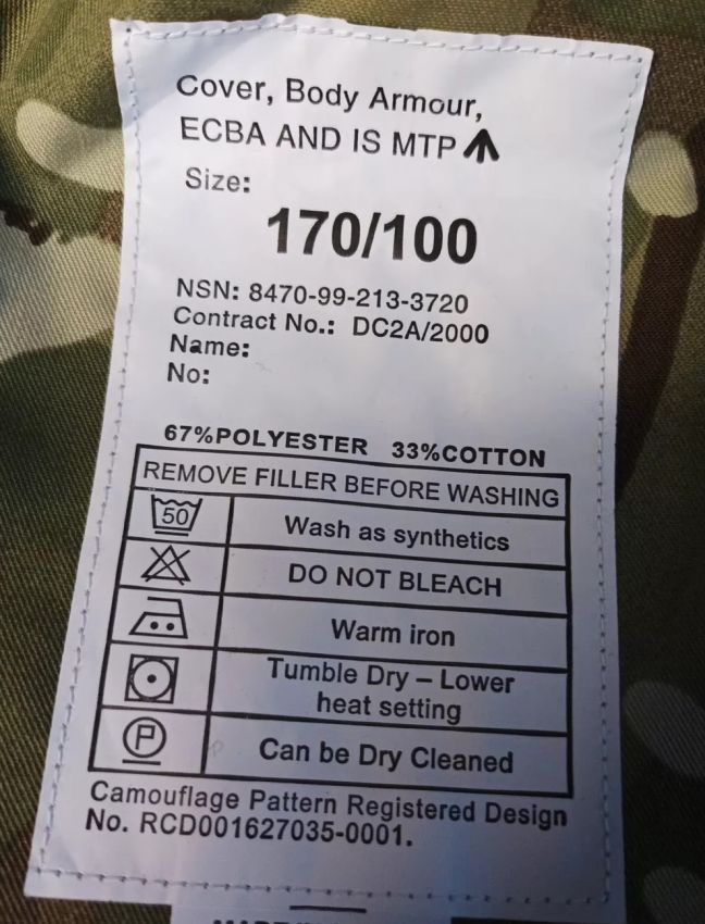 Neprůstřelná vesta orig. Britská MTP bez výplně