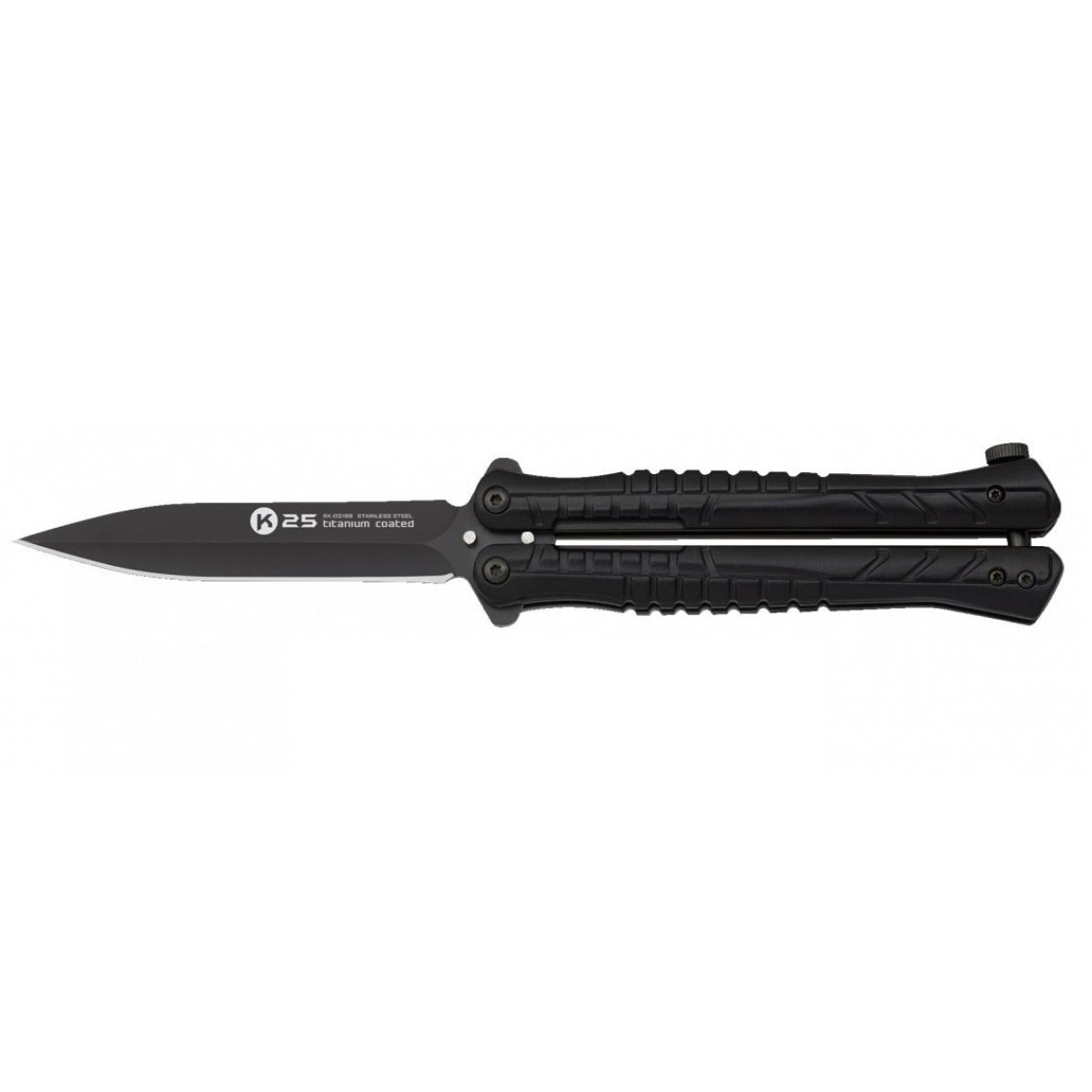 Nůž motýlek K25 hladké ostří ČERNÝ