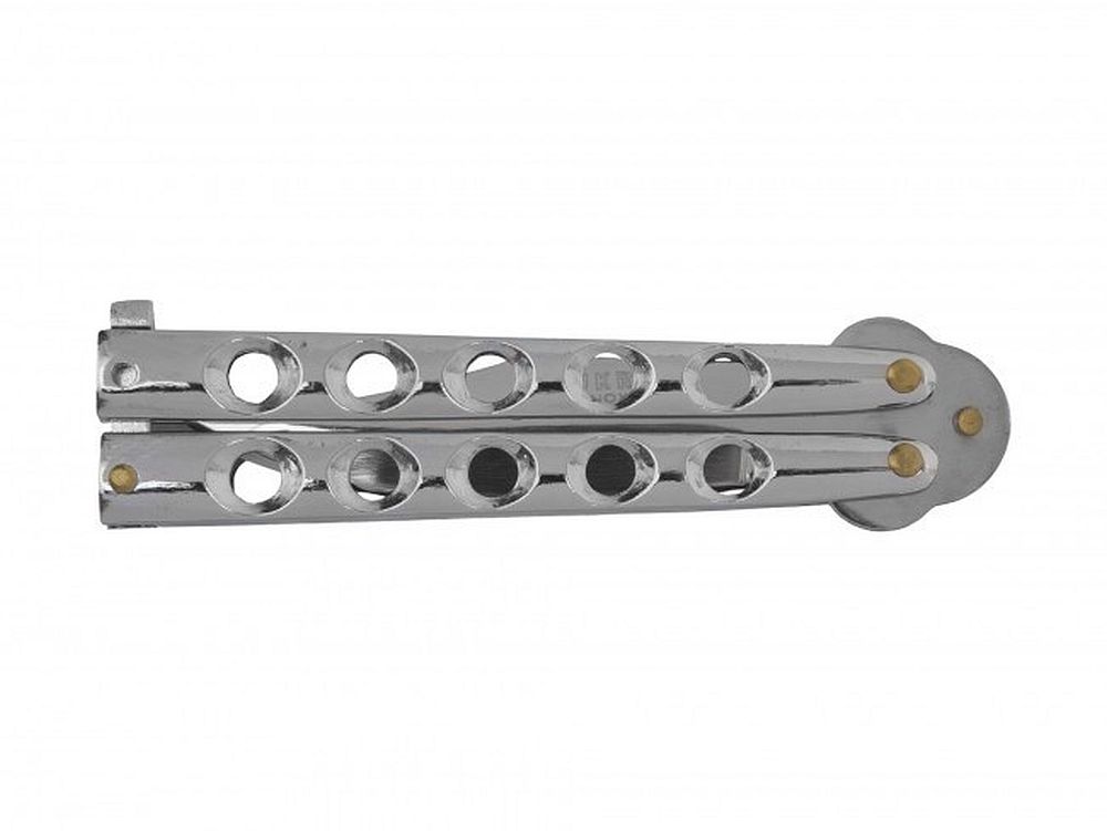 Nůž motýlek JOKER s dírkama stříbrný