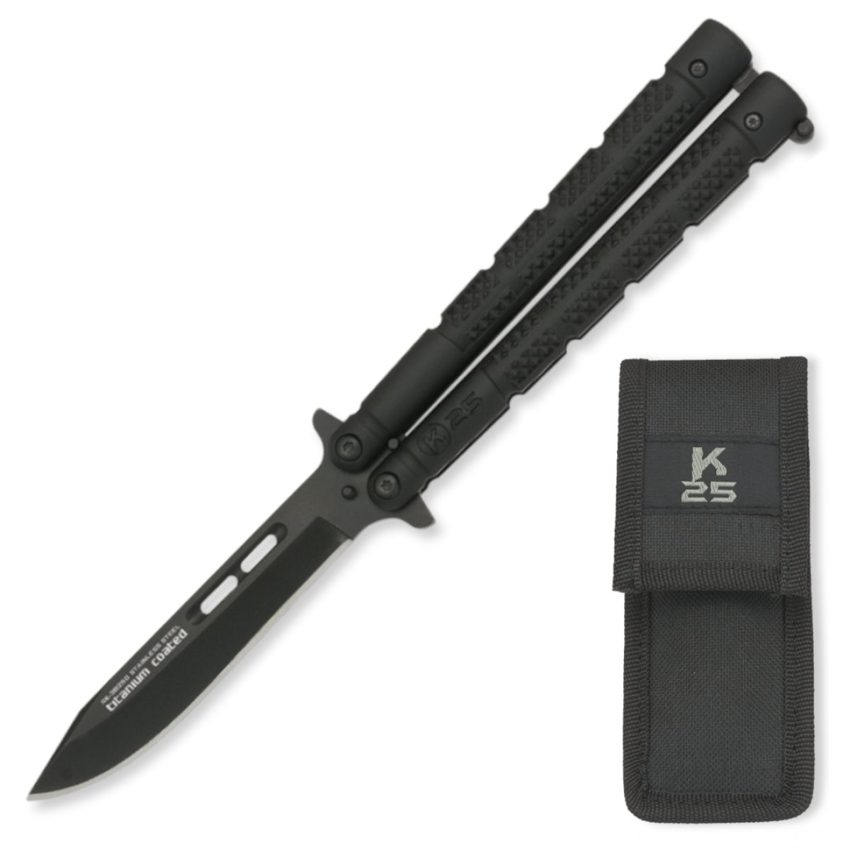 Nůž motýlek K25 s pouzdrem ČERNÝ