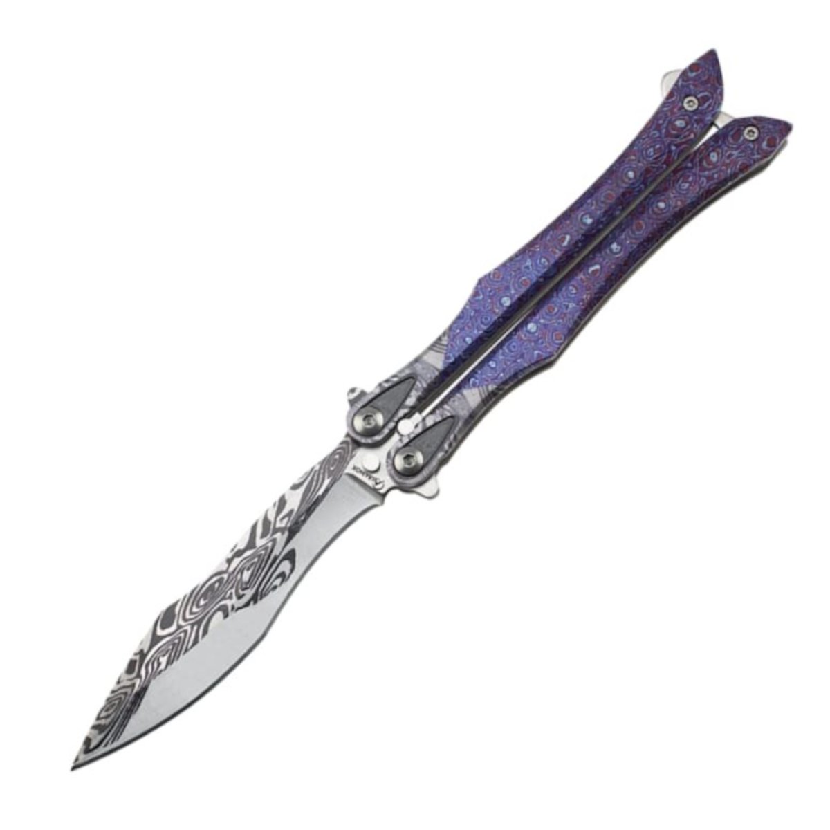 Nůž motýlek purple 3D balisong