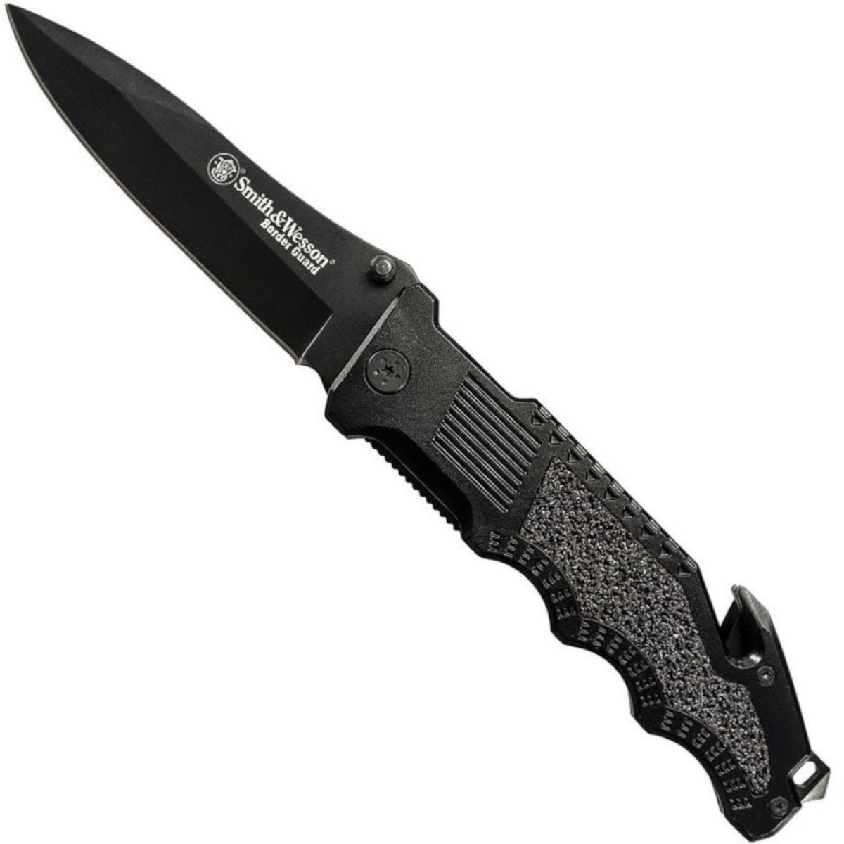 Nůž S&W BORDER GUARD 2 hladké ostří ČERNÝ 