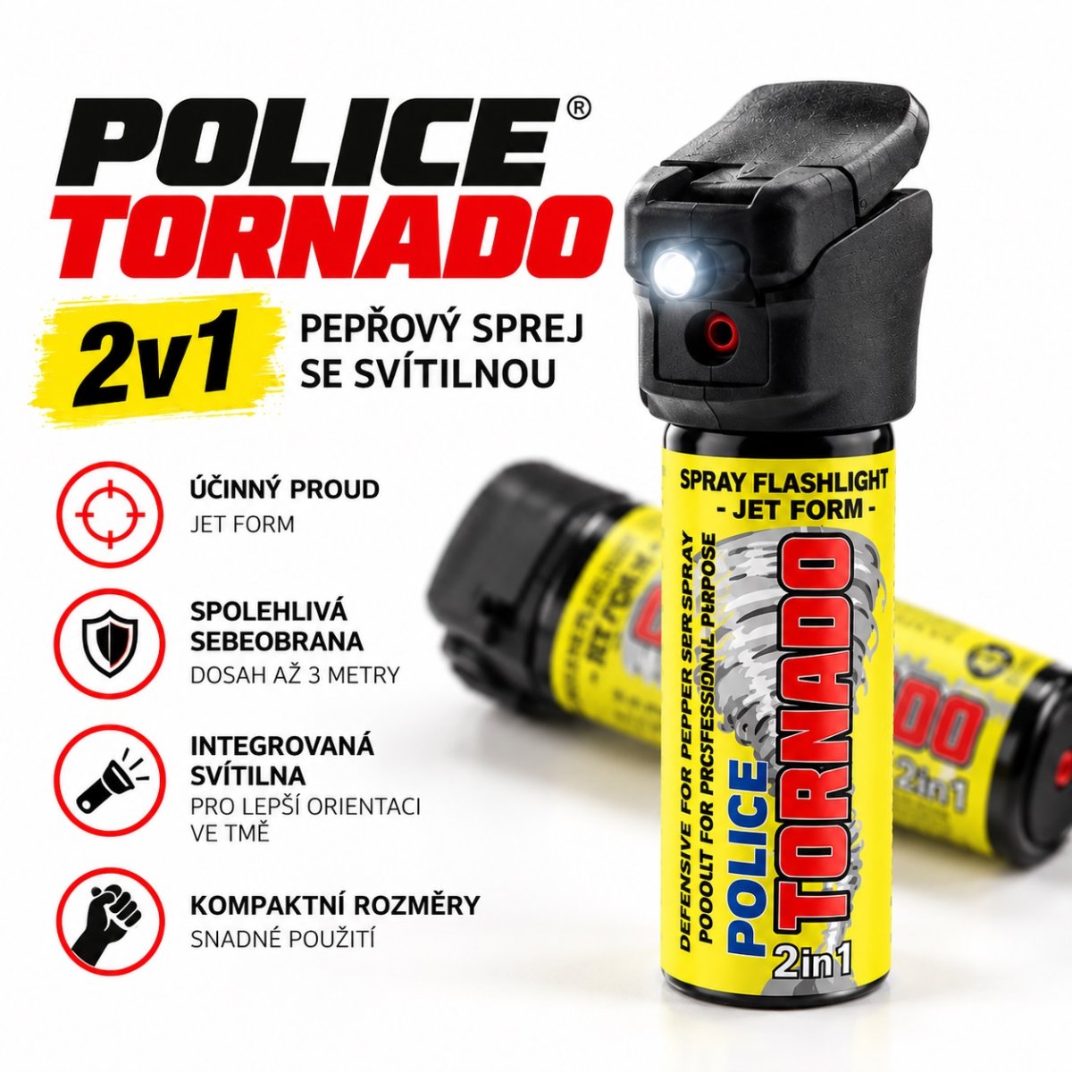 Obranný plyn TORNADO se svítilnou 40ml