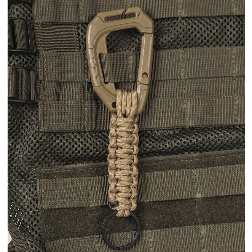 Paracord karabina na klíče MOLLE Pískový