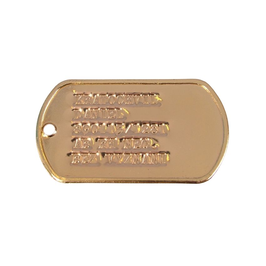 Identifikační známky US zlaté s ražbou