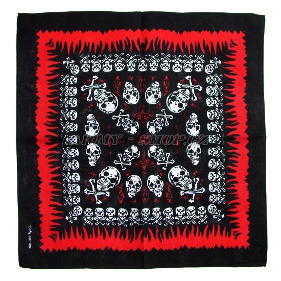 Šátek s potiskem  SKULL  č.5