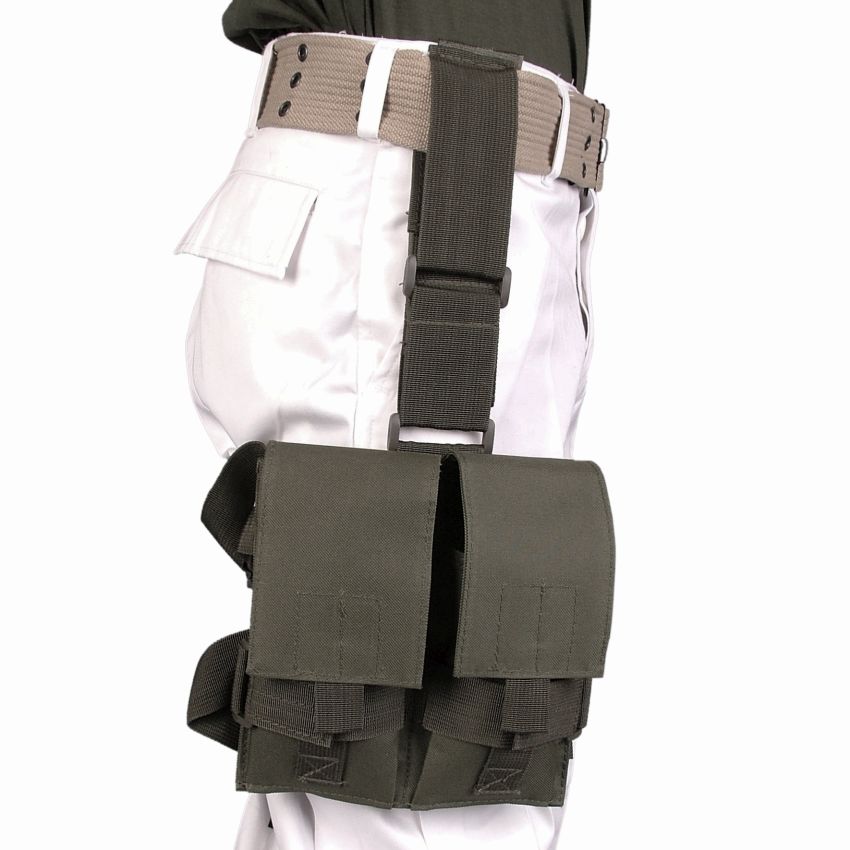 Taktická stehenní dvoj-sumka olivová