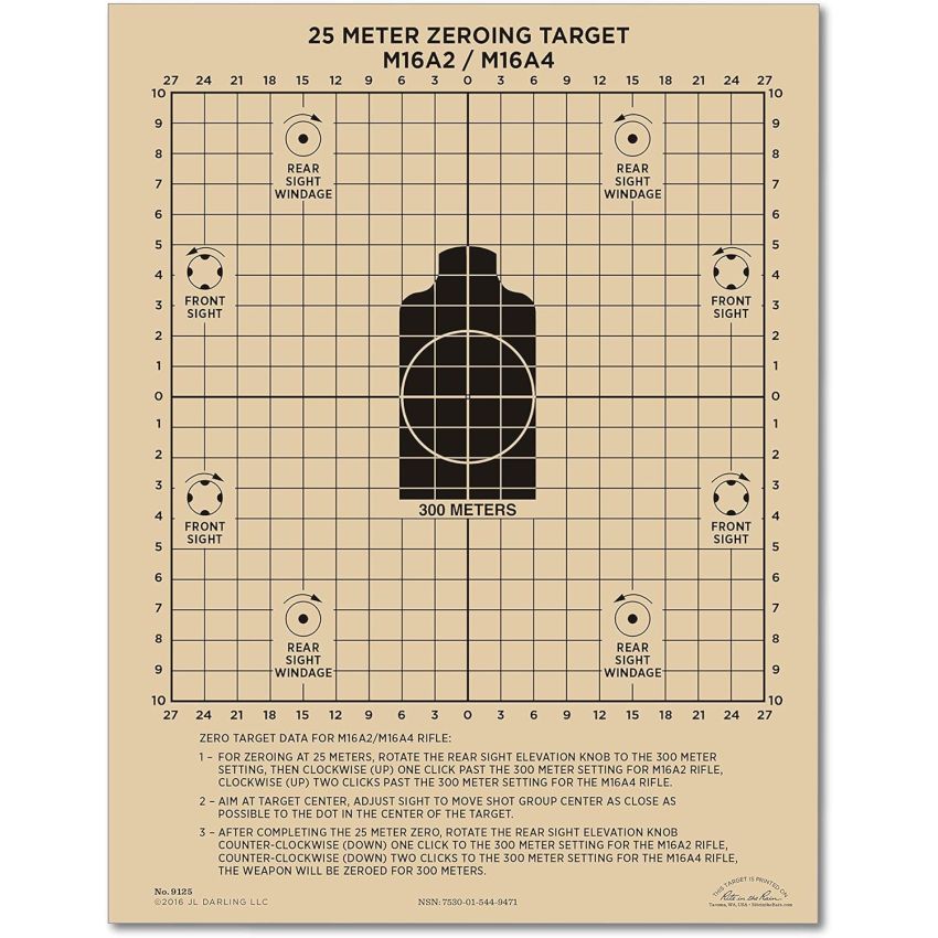 Terč voděodolný M16A2/M16A4 nastřelovací 25 metrů