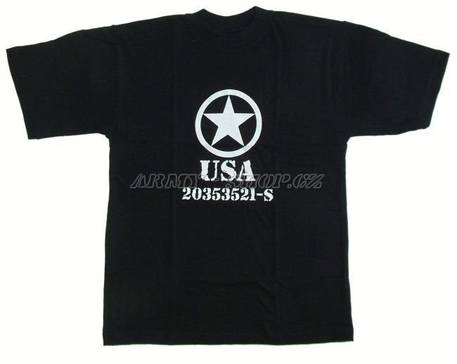 Triko s potiskem - USA hvězda - Černé