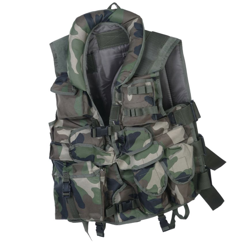 US taktická vesta s pevným límcem - Woodland