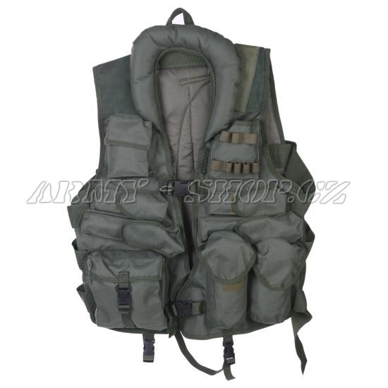 US taktická vesta s pevným límcem - OLIV