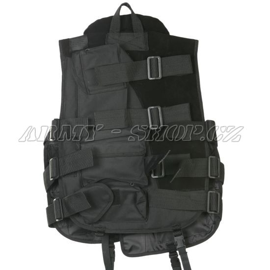 US taktická vesta s pevným límcem - Černá