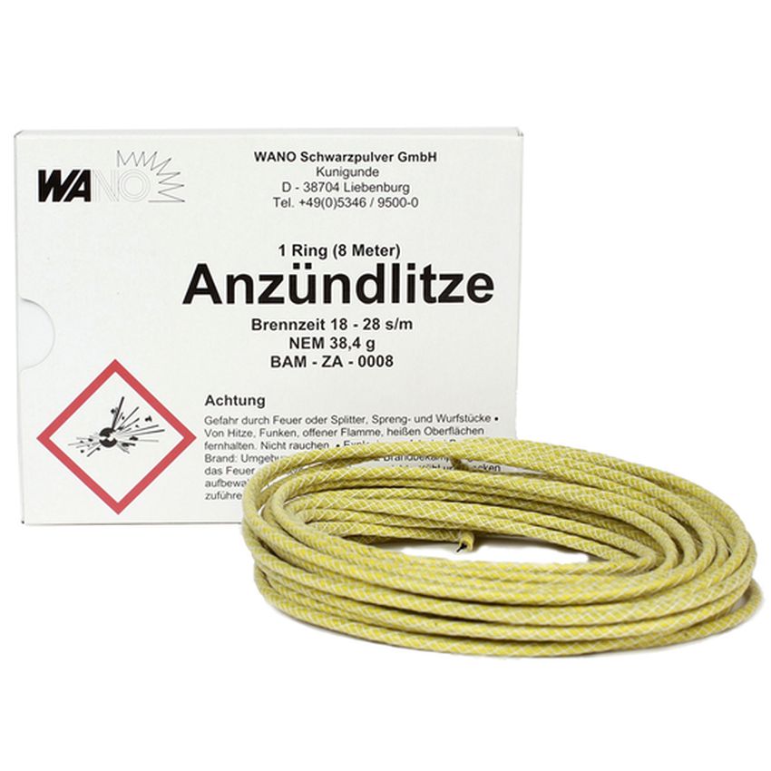 Zápalná šňůra WANO žlutá 8m 18-28 s/m